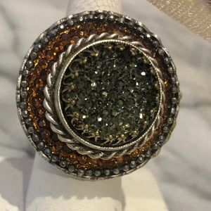 Rock Candy Crystal Antiqued Silver Ring-Boutique